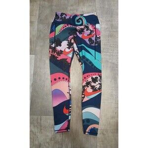 Nike Dri Fit Tropical Palms Floral Waves Women's Legging Size Medium Multicolor